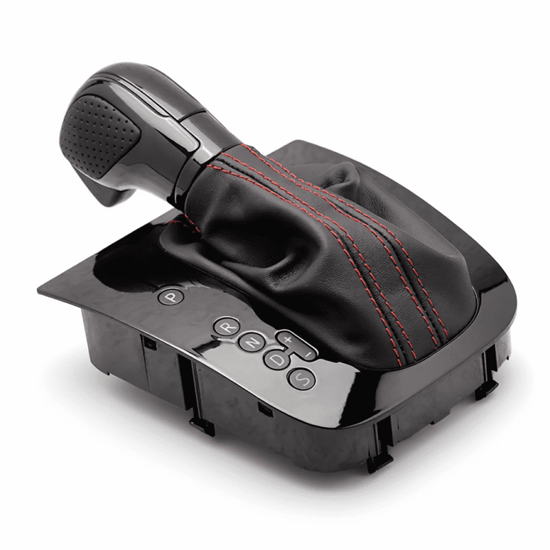 Pommeau DSG Noir – Coutures Rouges/Cuir  – Façade Brillant Pour VW Golf 6 MK6 GTI GLI