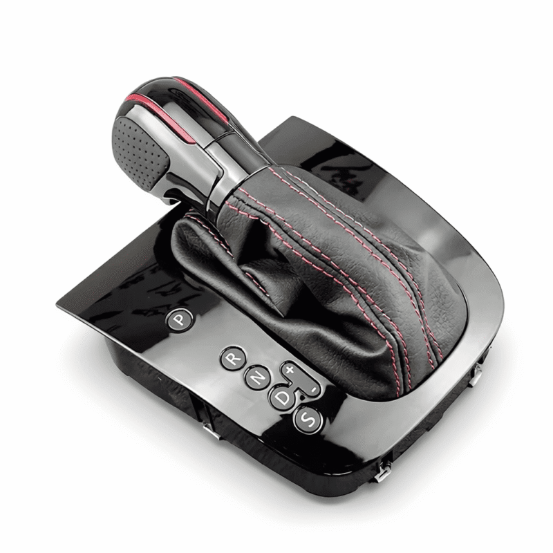 Pommeau DSG Noir | Rouge – Coutures Rouges/Cuir  – Façade Brillant Pour VW Golf 6 MK6 GTI GLI
