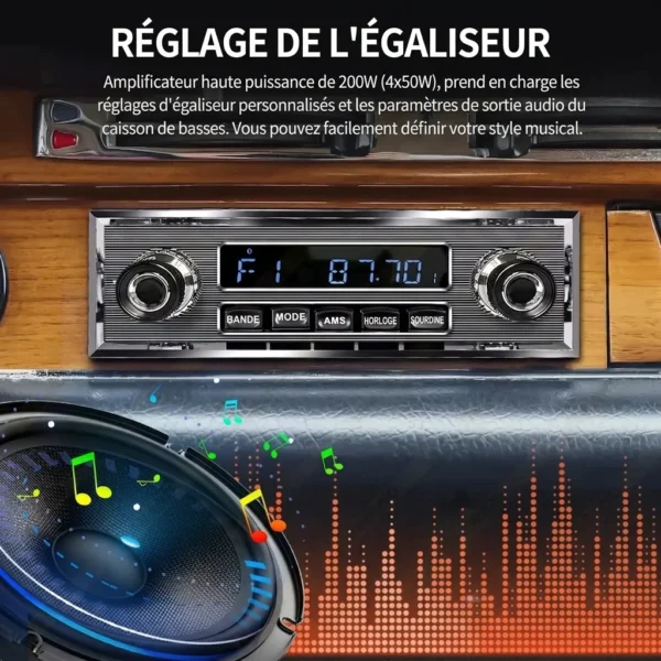 Grandnavi Autoradio 1 DIN Rétro Bluetooth - Lecteur MP3 pour Mercedes Benz avec FM, USB, AUX et EQ