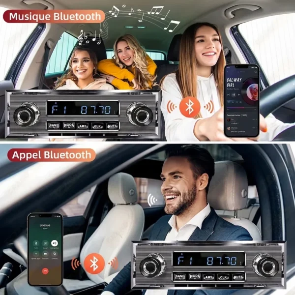 Grandnavi Autoradio 1 DIN Rétro Bluetooth - Lecteur MP3 pour Mercedes Benz avec FM, USB, AUX et EQ