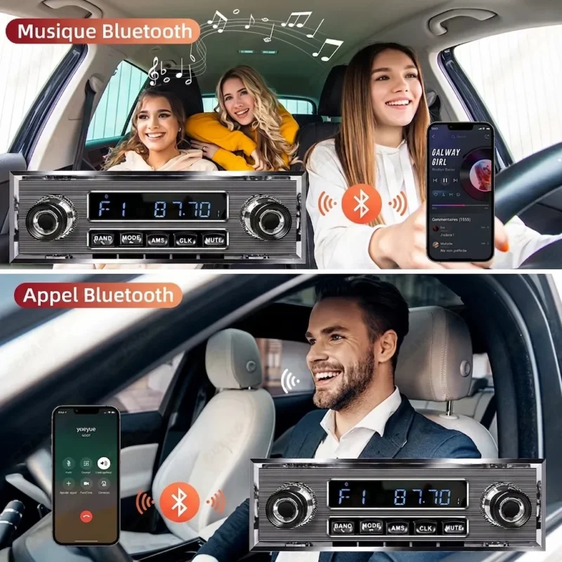 Grandnavi Autoradio 1 DIN Rétro Bluetooth - Lecteur MP3 pour Mercedes Benz avec FM, USB, AUX et EQ