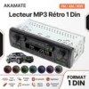 Autoradio Rétro 1 Din Bluetooth MP3 FM AM RDS