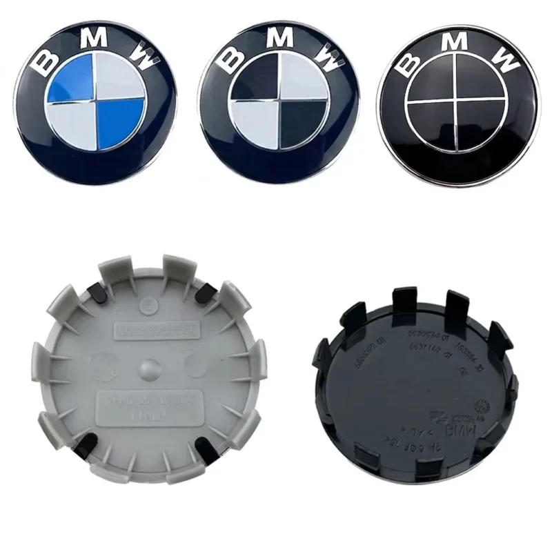 Cache-moyeux BMW - 4 Pièces - Logos Centre de Roue 56mm 68mm - Accessoires Jantes Auto