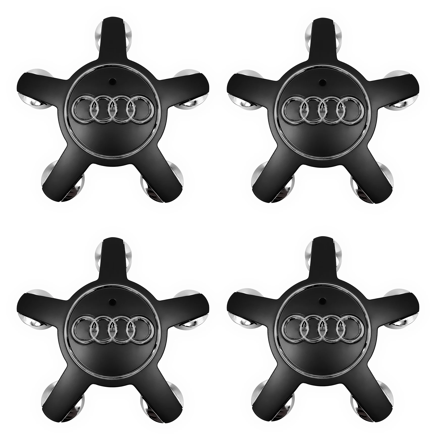 Audi Capuchons de Moyeu de Roue Sline - Set de 4 Couvercles de Centre de Roue - Compatible A3 A4L A6 Q5 Q7 TT