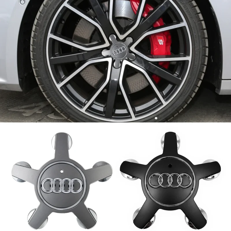 Audi Capuchons de Moyeu de Roue Sline - Set de 4 Couvercles de Centre de Roue - Compatible A3 A4L A6 Q5 Q7 TT